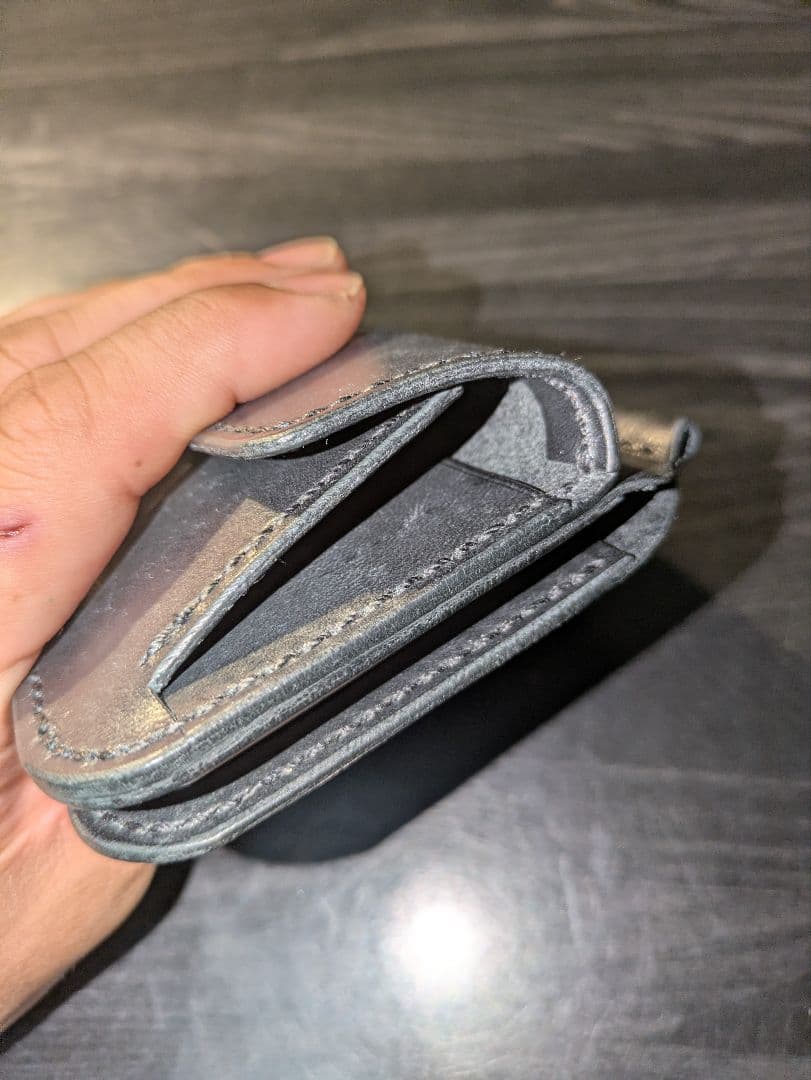 イタリアンレザー マネークリップ式 コンパクト 財布 総手縫い ハンドメイド 3