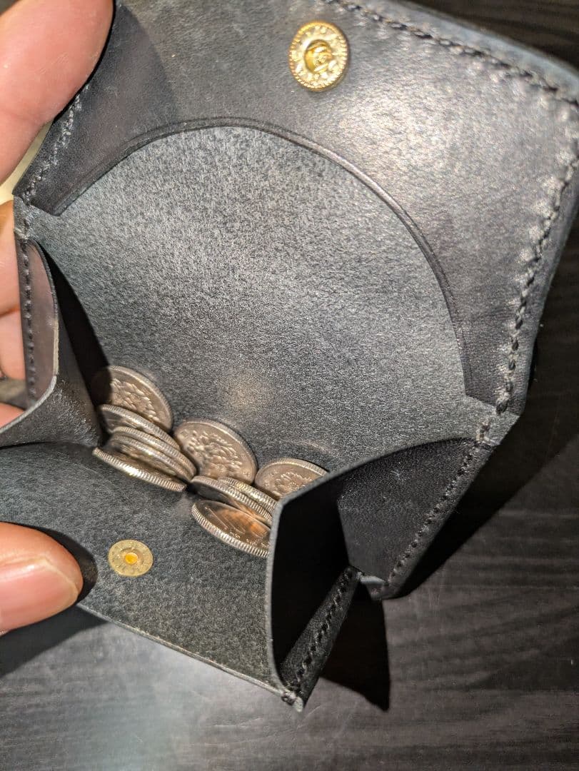 イタリアンレザー マネークリップ式 コンパクト 財布 総手縫い ハンドメイド 3