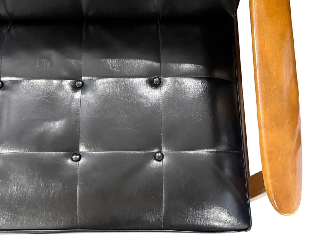 ◯①カリモク60 Kチェア 2シーター 2人掛け ブラック レザー ソファのみ