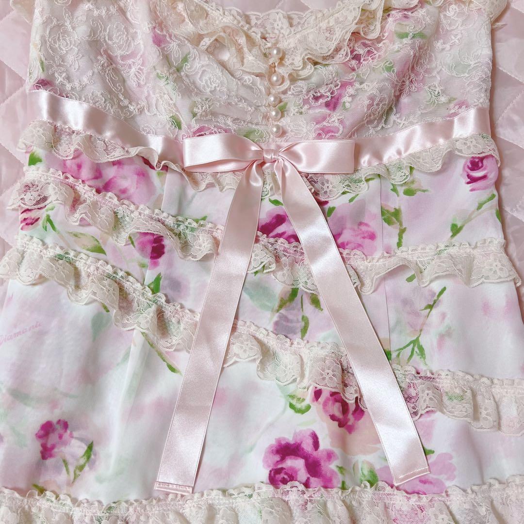 【美品】ジーザスディアマンテ　復活ぼかし薔薇柄　お嫁ワンピース　42