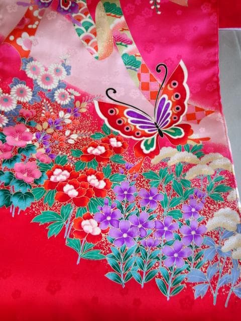 産着一つ身　女児着物　赤