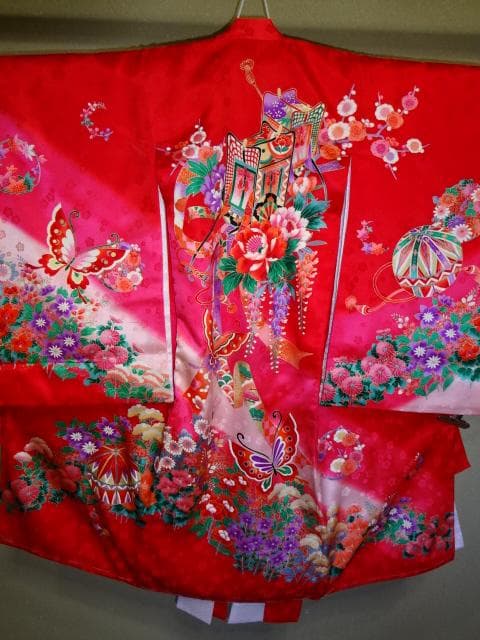 産着一つ身　女児着物　赤