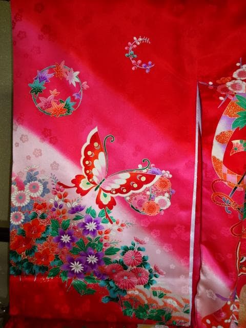 産着一つ身　女児着物　赤