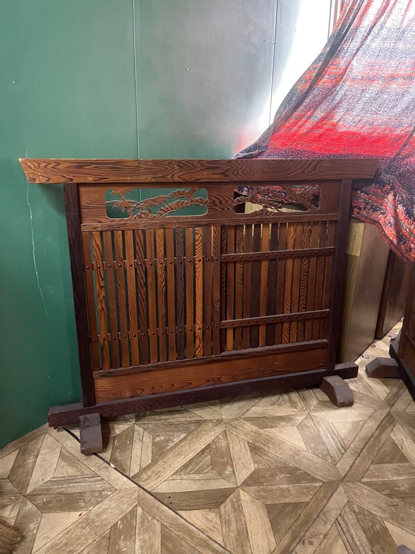 ☆さ☆ ＊木製 欄間 パーティション 和風衝立 目隠し セット 古道具