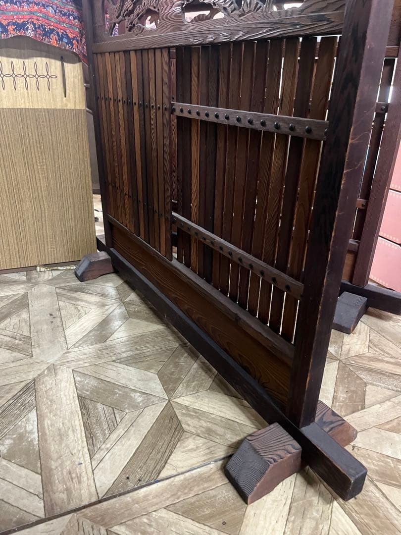 ☆さ☆ ＊木製 欄間 パーティション 和風衝立 目隠し セット 古道具