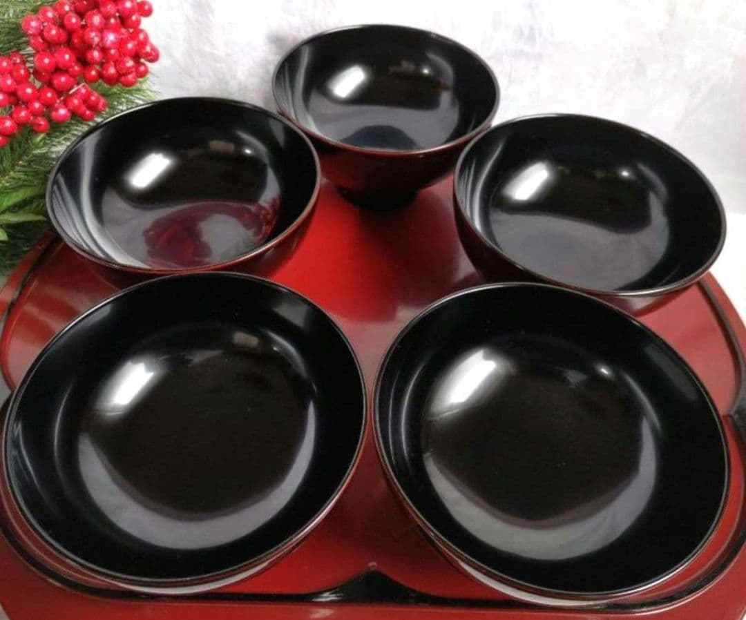 ayusan様リクエスト３点まとめ商品／越前塗蓋付汁椀漆塗　木製吹上膳　深山片口