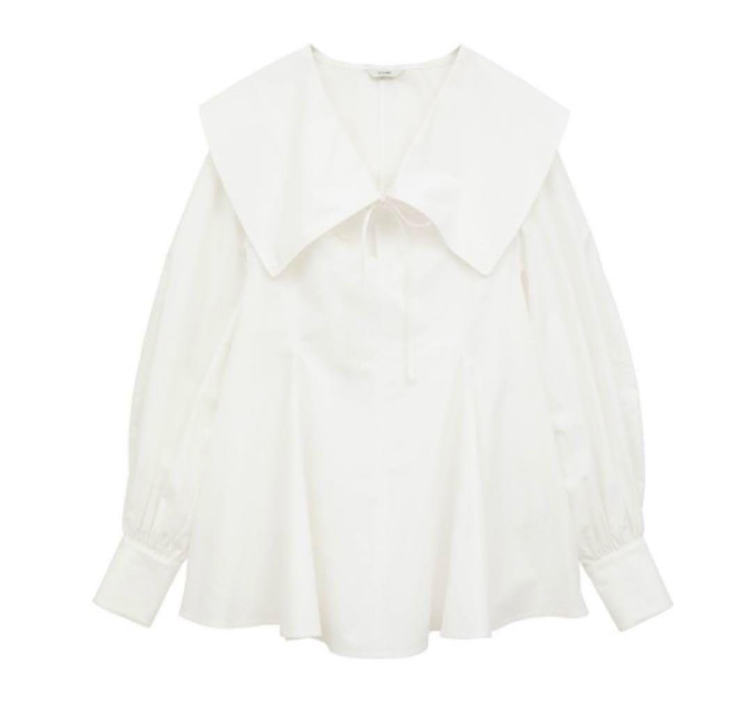 CLANE BIG COLLAR DRAWSTRING BLOUSE ホワイト2