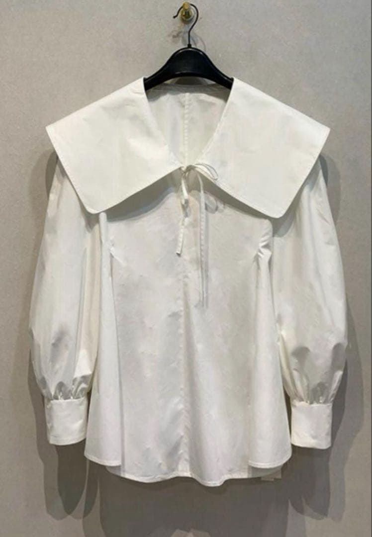 CLANE BIG COLLAR DRAWSTRING BLOUSE ホワイト2