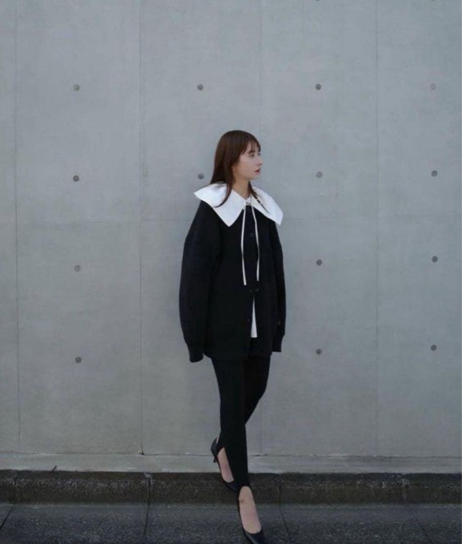 CLANE BIG COLLAR DRAWSTRING BLOUSE ホワイト2