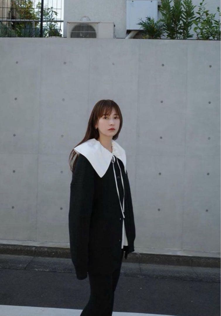 CLANE BIG COLLAR DRAWSTRING BLOUSE ホワイト2