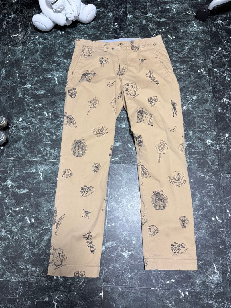 POLO RALPH LAUREN チノパンツ 総柄　手描き　トラウザーズ　32