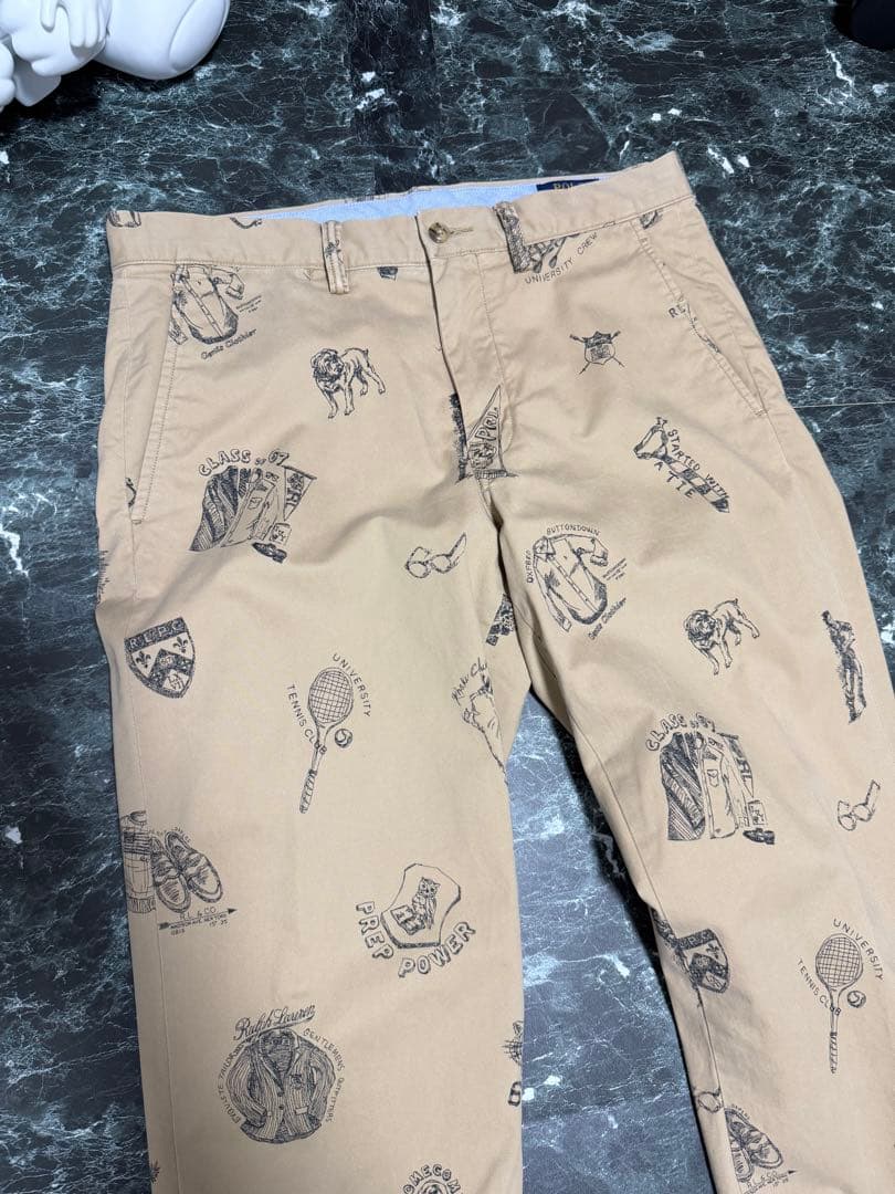 POLO RALPH LAUREN チノパンツ 総柄　手描き　トラウザーズ　32