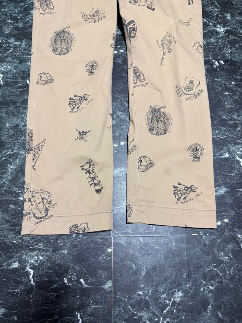 POLO RALPH LAUREN チノパンツ 総柄　手描き　トラウザーズ　32