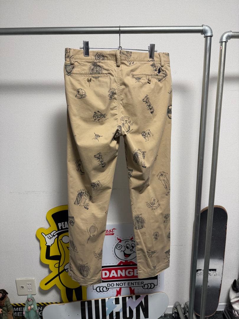 POLO RALPH LAUREN チノパンツ 総柄　手描き　トラウザーズ　32