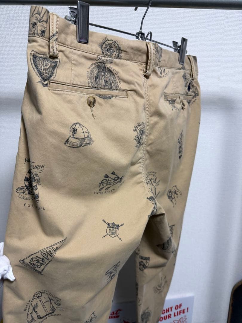 POLO RALPH LAUREN チノパンツ 総柄　手描き　トラウザーズ　32