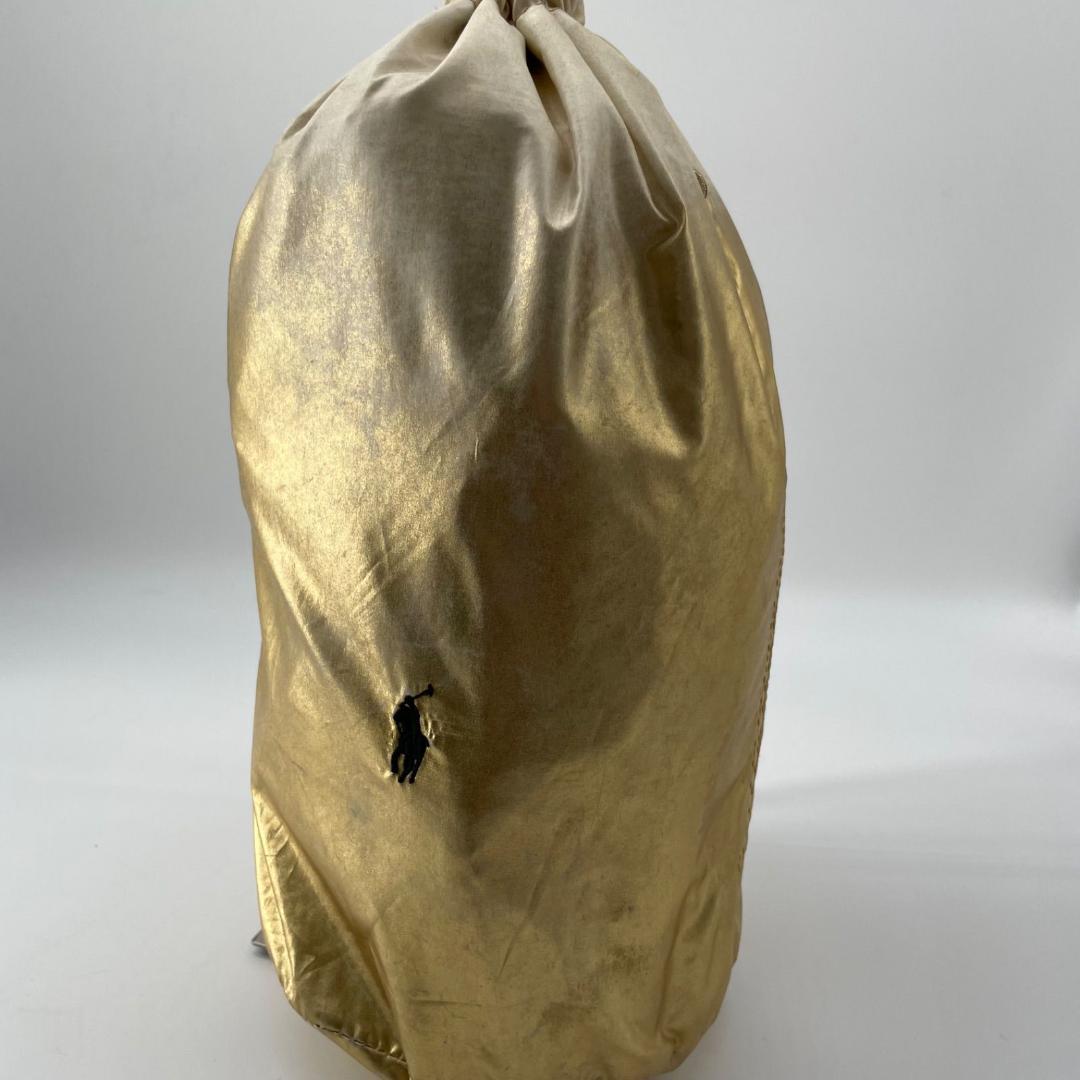 良品✨現行 ポロラルフローレン カゴバッグ ラフィアバッグ 巾着 ゴ ールド内袋