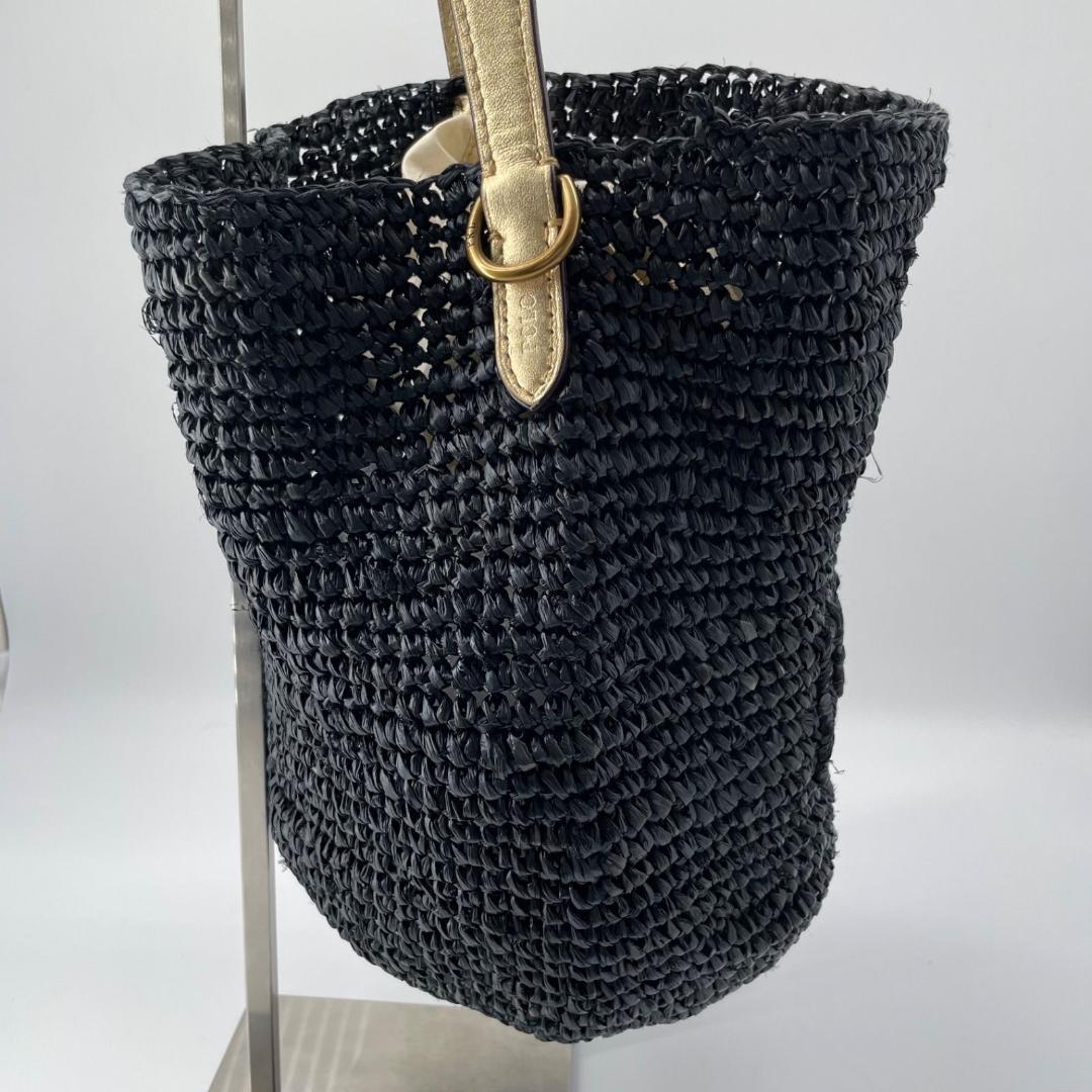 良品✨現行 ポロラルフローレン カゴバッグ ラフィアバッグ 巾着 ゴ ールド内袋