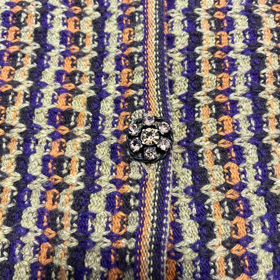 希少 ETRO エトロ ニット カーディガン カシミア混 ファー ビジュー 42