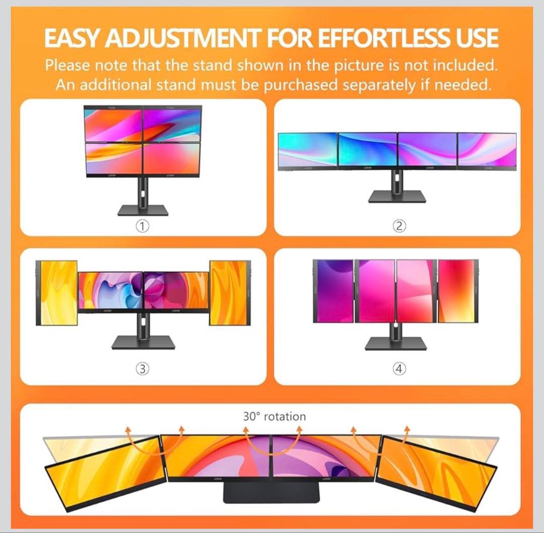 GSTORY クアッドモニター 14インチ フルHD 1080 4画面 拡張