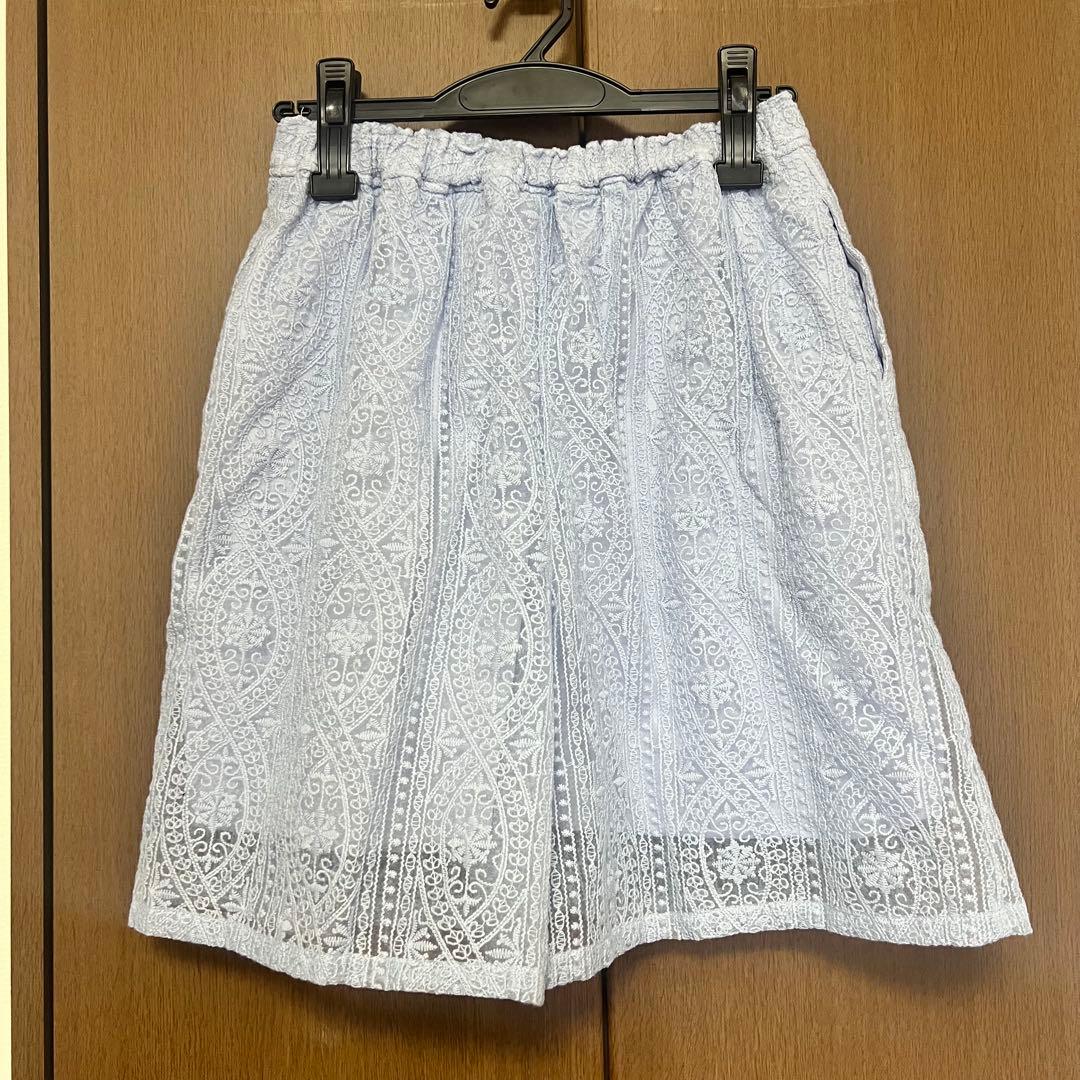 KBF シアーエンブロイダリーハーフパンツ ライトブルー