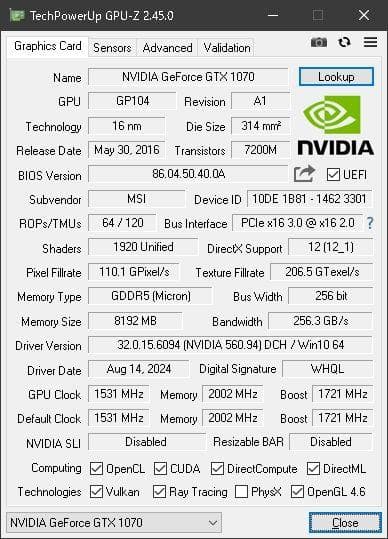 GTX 1070 8GB GeForce nvidia グラボ PCパーツ