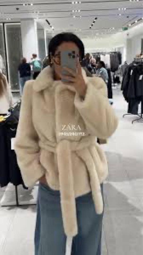 即発送✨ ZARA ZW COLLECTION フェイクファーコート ベルト付き