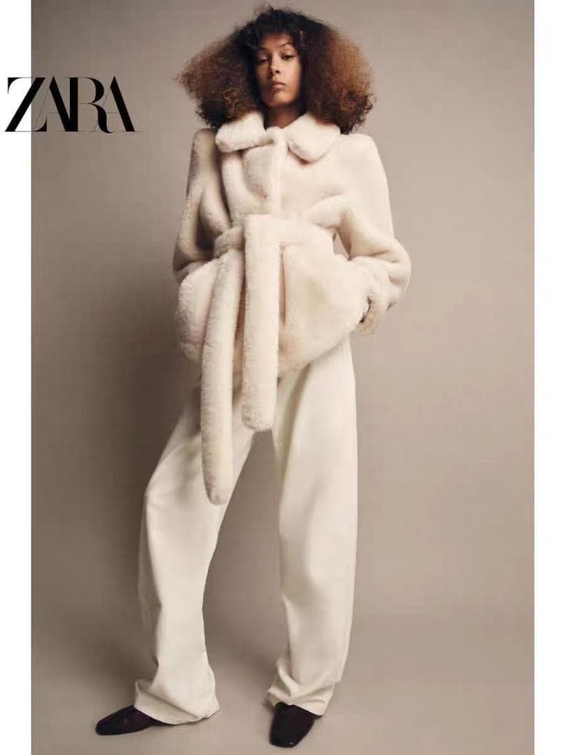 即発送✨ ZARA ZW COLLECTION フェイクファーコート ベルト付き