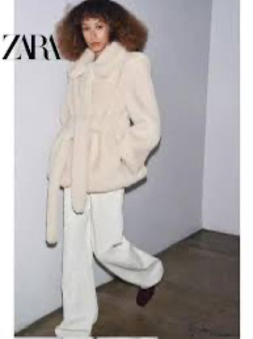 即発送✨ ZARA ZW COLLECTION フェイクファーコート ベルト付き