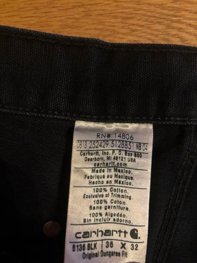 ★カーハート　ダブルニー　36 x 32 ブラック★ 神サイズ