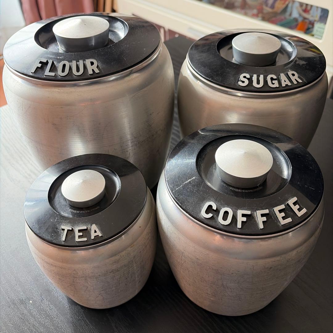 キャニスター4種類レトロ調味料容器セット