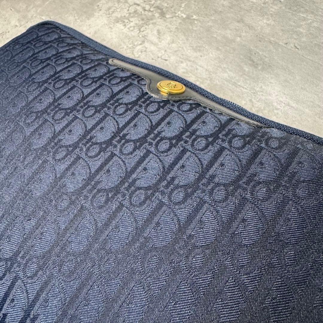 極美品 Christian Dior トロッター柄 セカンドバッグ ネイビー 紺