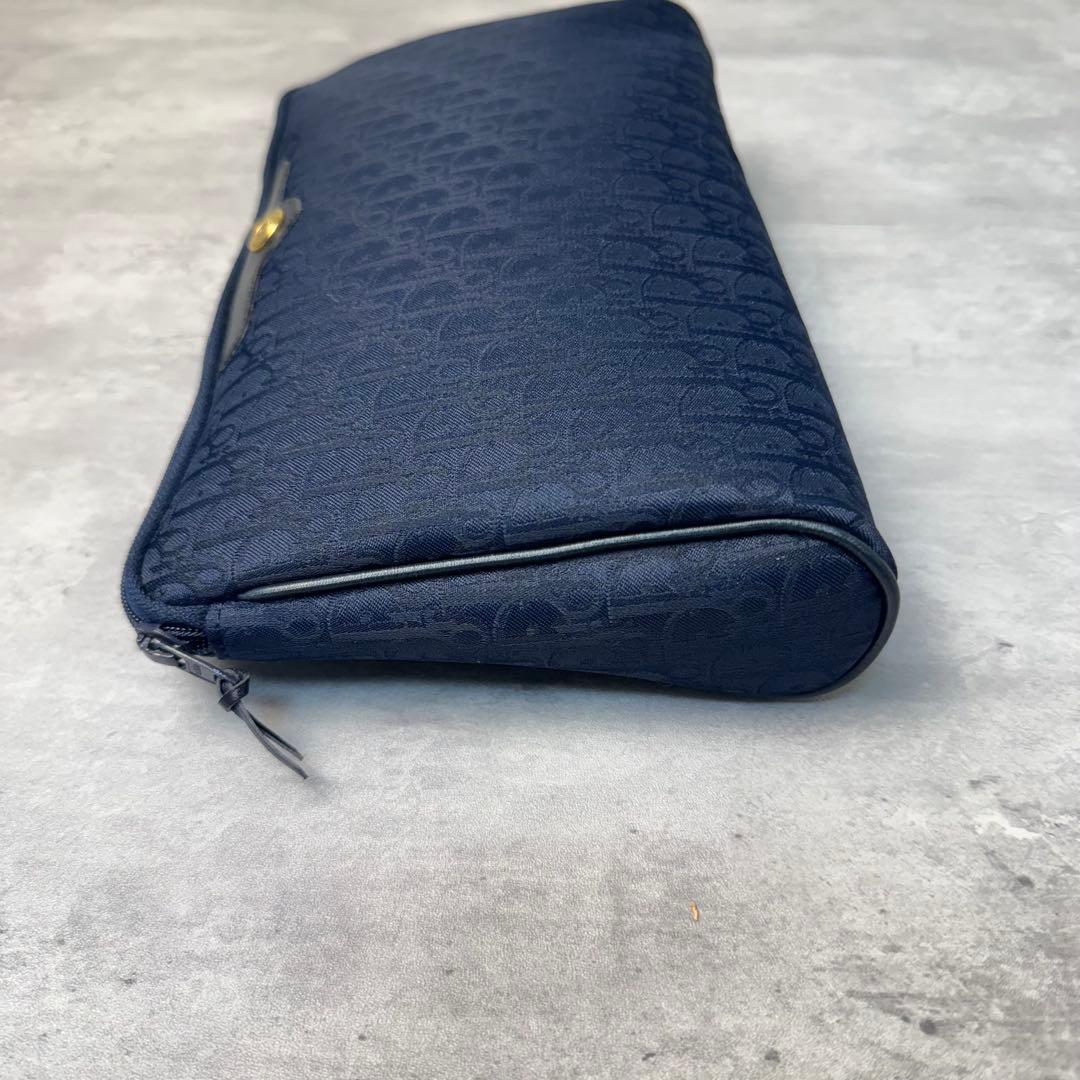 極美品 Christian Dior トロッター柄 セカンドバッグ ネイビー 紺