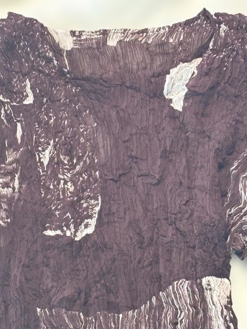 [希少] ISSEY MIYAKE しわプリーツ マーブルブラウントップス