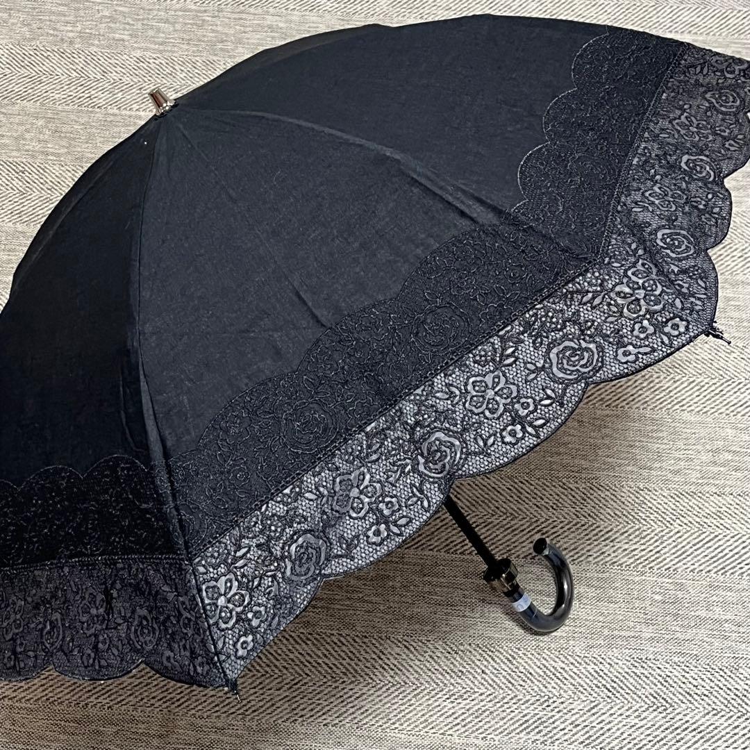イヴ・サンローラン　UV99.9%カット　折りたたみ日傘　花柄ロゴ