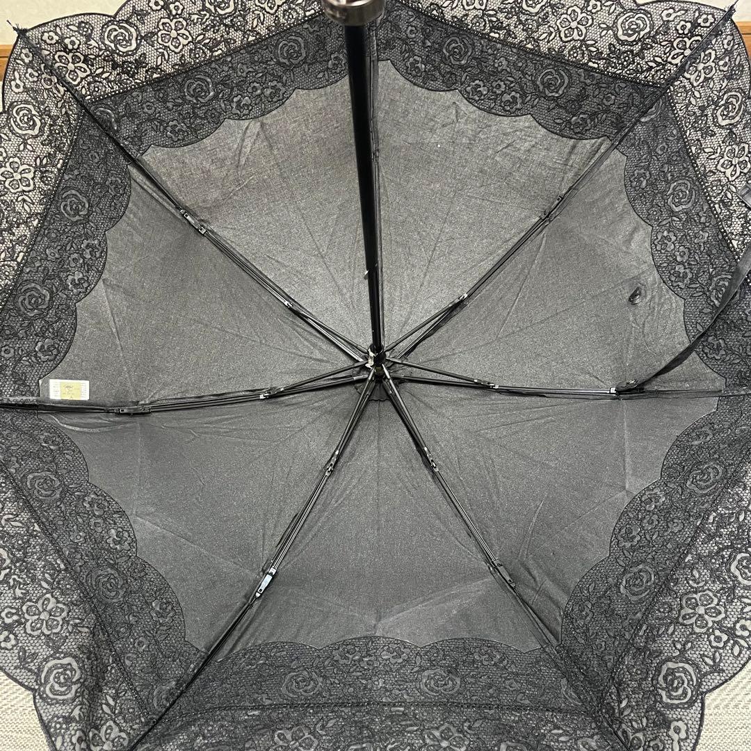 イヴ・サンローラン　UV99.9%カット　折りたたみ日傘　花柄ロゴ