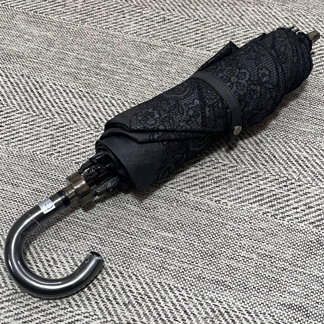 イヴ・サンローラン　UV99.9%カット　折りたたみ日傘　花柄ロゴ