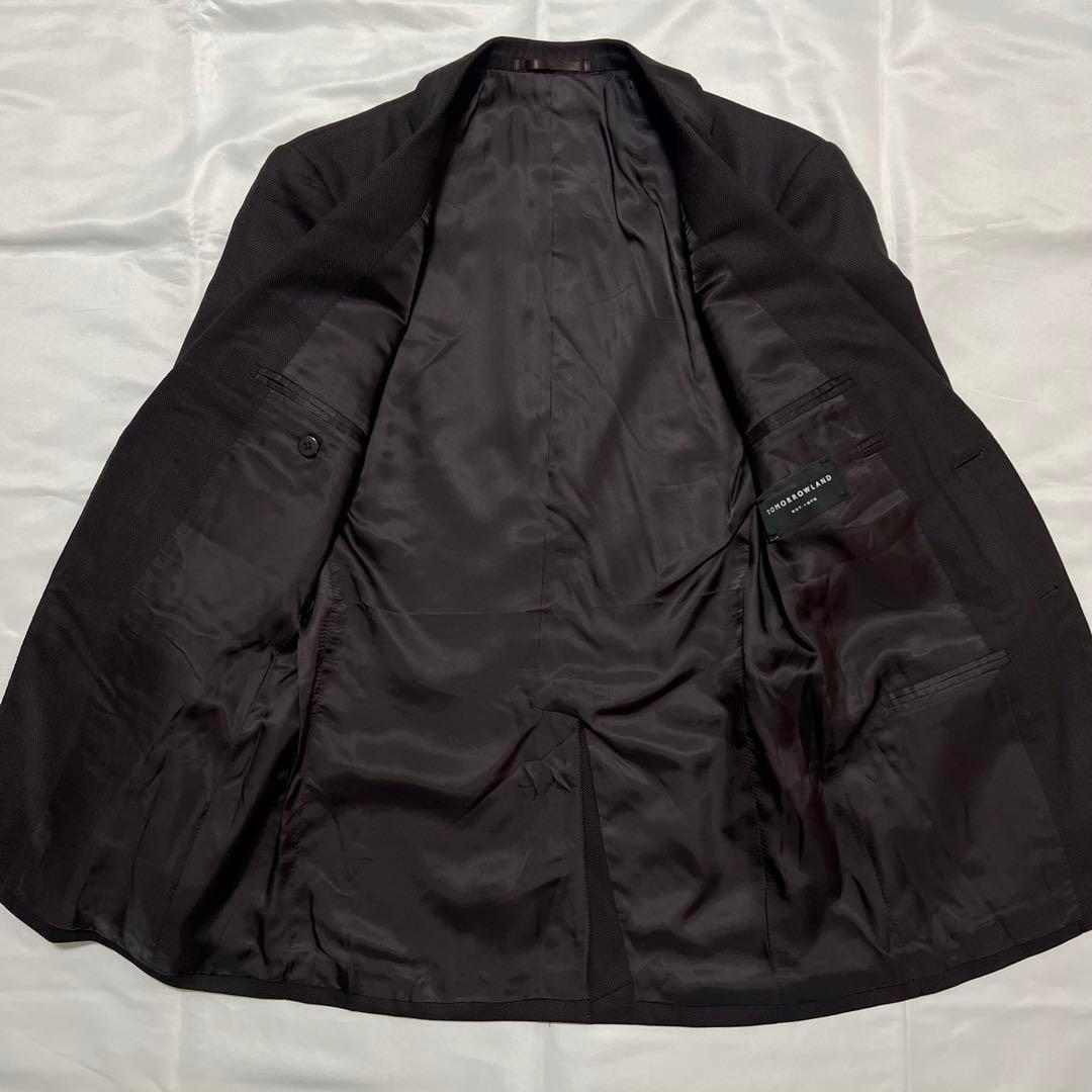 極美品✨️トゥモローランド ビジネス スーツ ブラウン 茶 バーズアイ 42サイズ