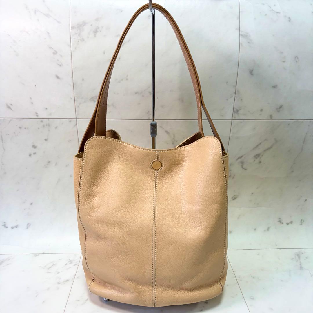 TOD'S トッズ ハンドバッグ レザー ベージュブラウン 肩掛け トートバッグ