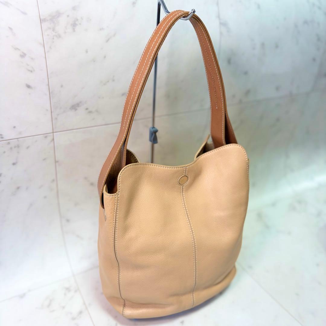 TOD'S トッズ ハンドバッグ レザー ベージュブラウン 肩掛け トートバッグ