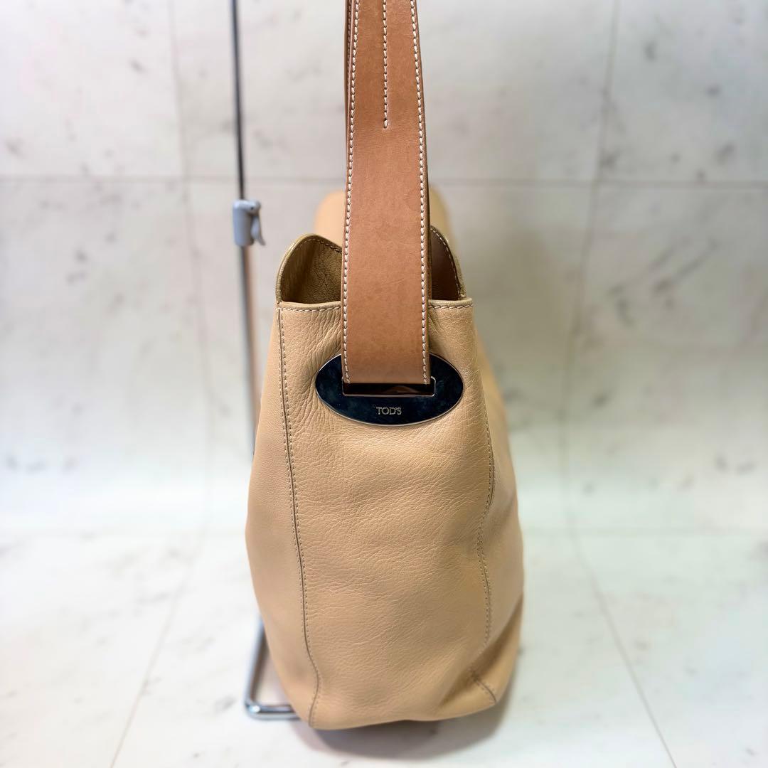 TOD'S トッズ ハンドバッグ レザー ベージュブラウン 肩掛け トートバッグ