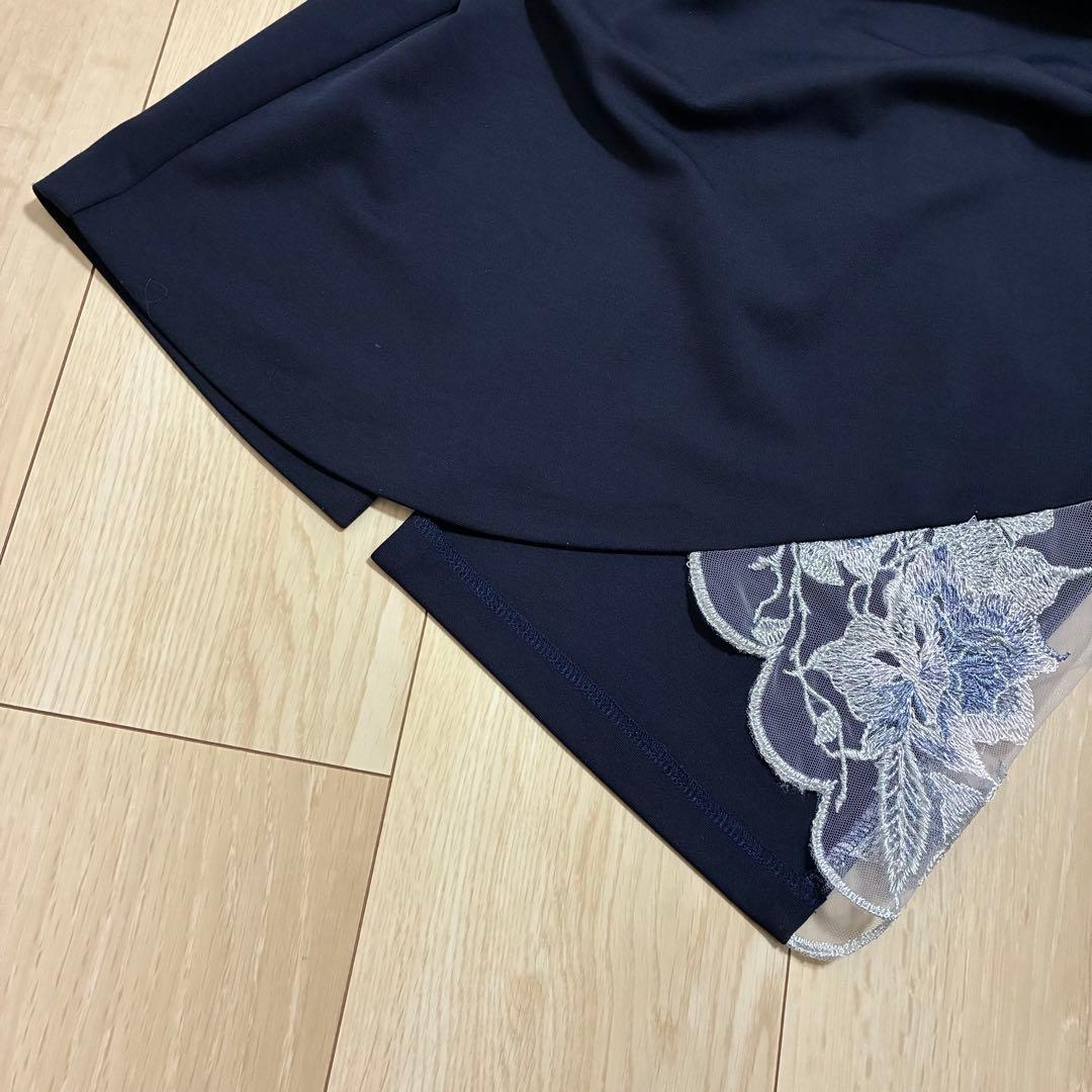 極美品✨ソブレ キャバドレス ビジュー ペプラム タイトドレス ネイビー M