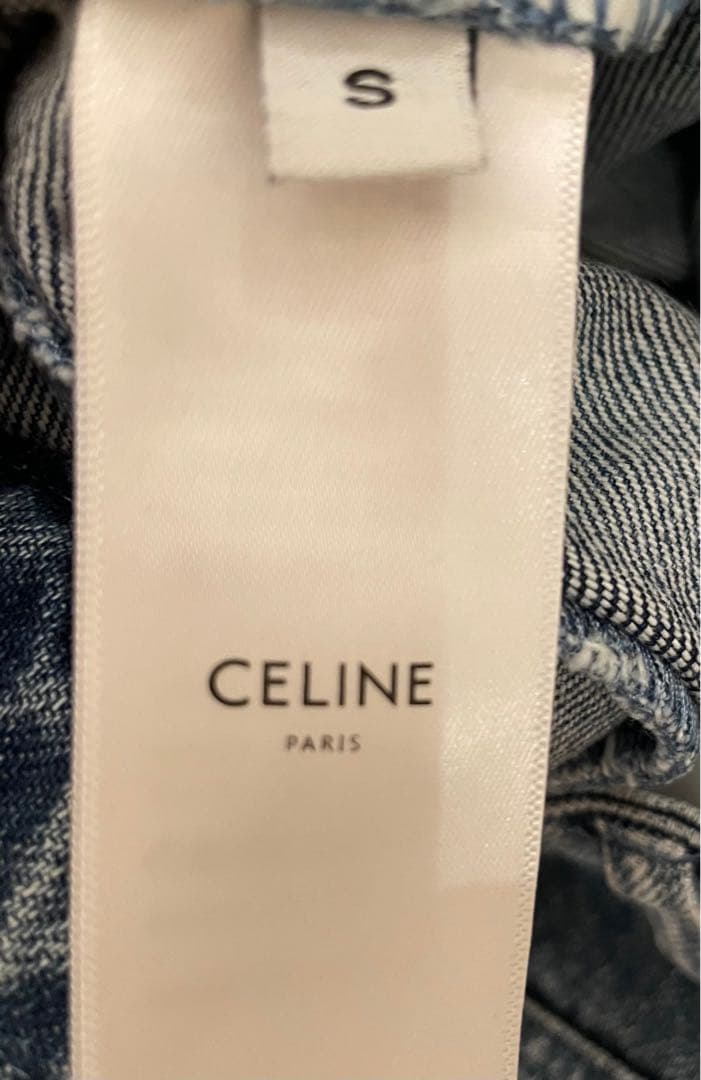 CELINE セリーヌ トリオンフ ロゴ デニム ショートパンツ ダメージ加工