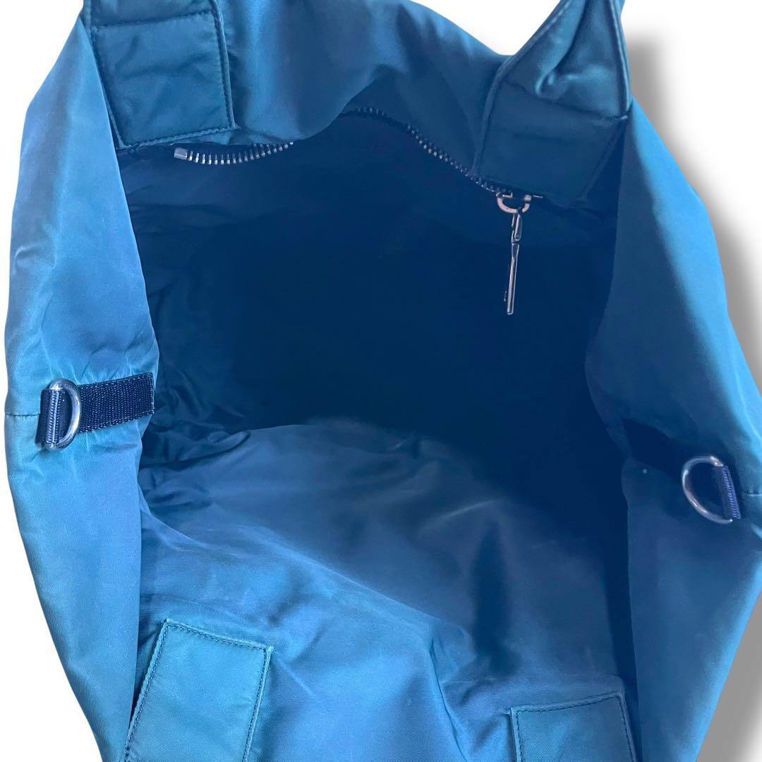 【人気】プラダ リバーシブル トートバッグ ナイロン ネイビー グリーン