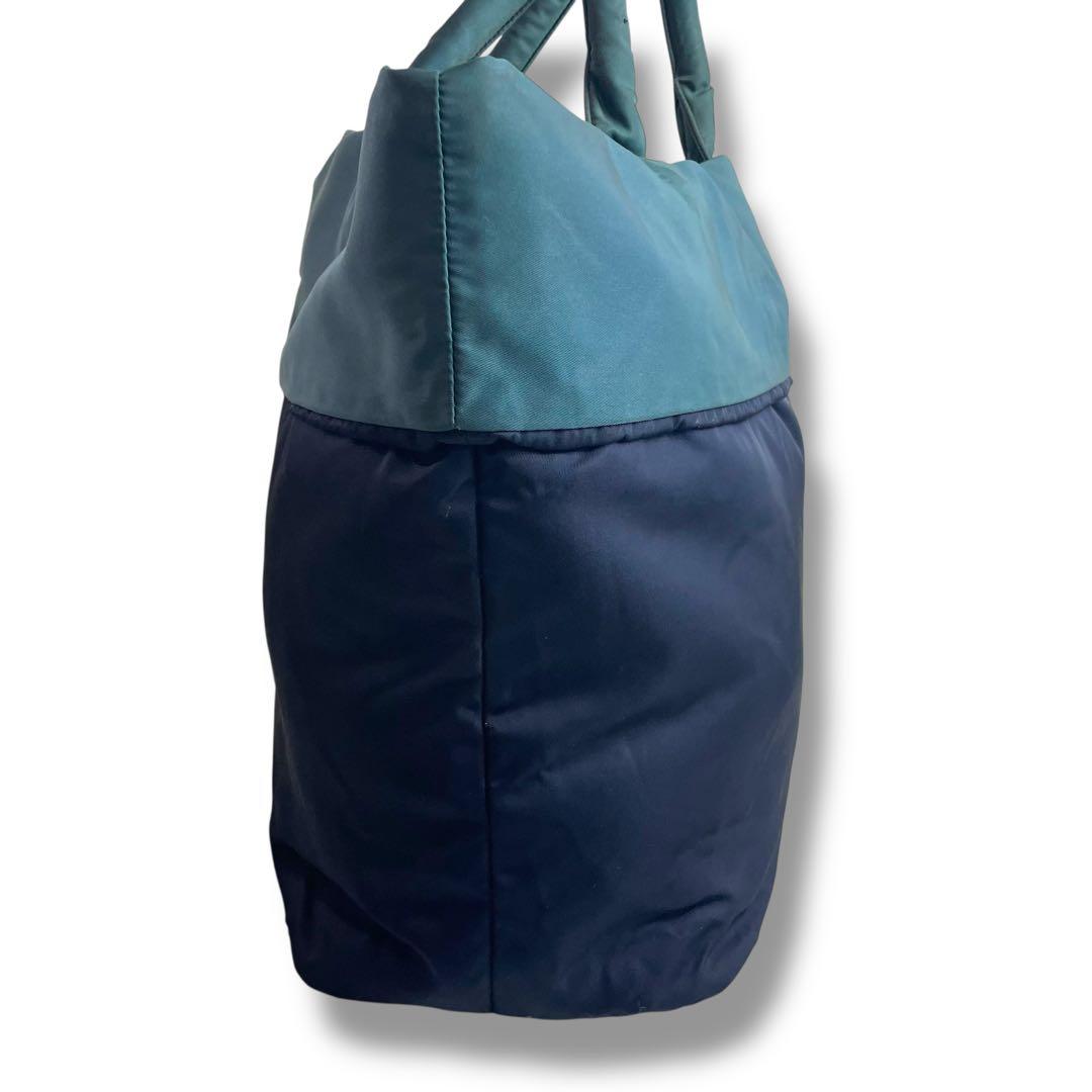 【人気】プラダ リバーシブル トートバッグ ナイロン ネイビー グリーン