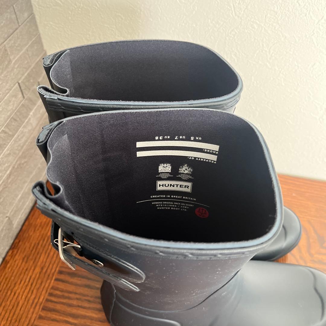 ☆値引き☆新品未使用☆HUNTERショートブーツネイビー24cm