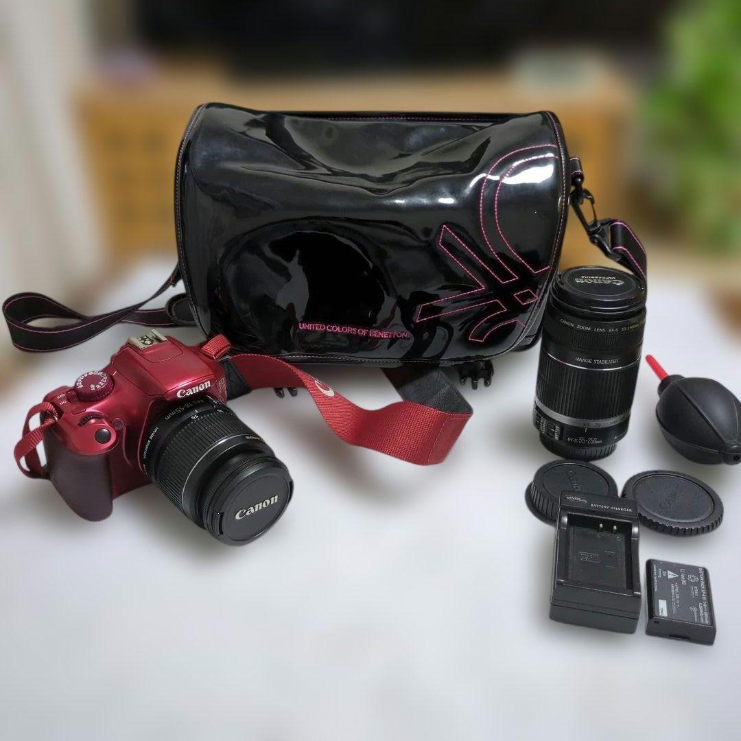 【美品】Canon EOS Kiss X50 望遠レンズセット★ベネトンバッグ付