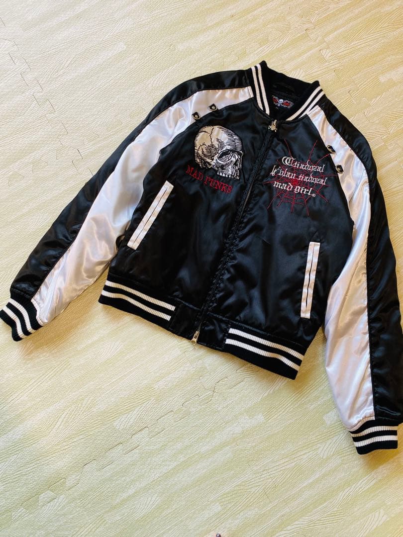 9224. MAD PANKS スカル チャーム 刺繍 スカジャン