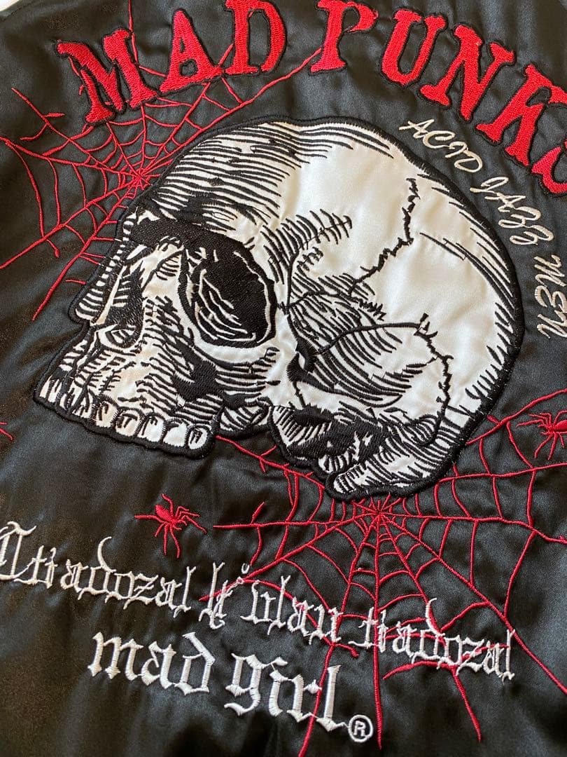 9224. MAD PANKS スカル チャーム 刺繍 スカジャン