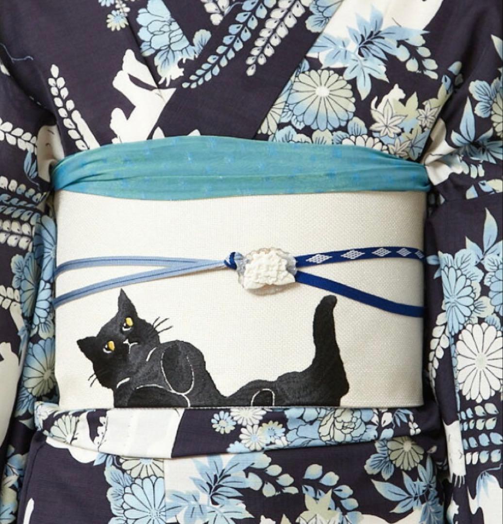 ふりふ　半幅帯　ごろん猫