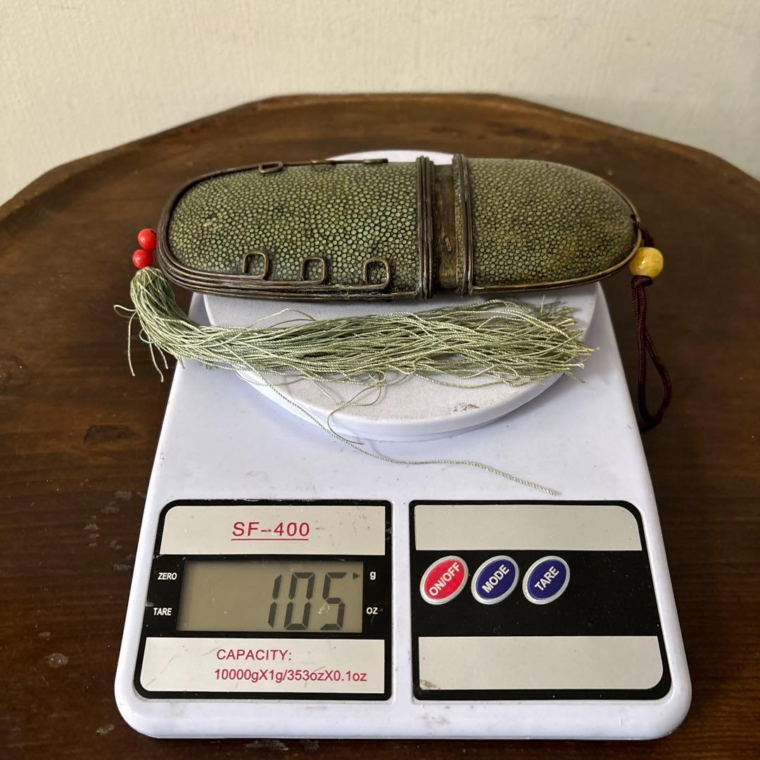 李朝時代後期 眼鏡匣 鮫皮　朝鮮王朝　アンティーク　韓国骨董　古道具　清朝